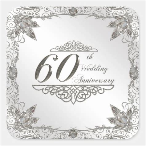 60th Wedding Anniversary Stickers Square Sticker Zazzle