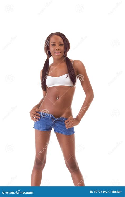 Femme Afro Américaine Noire Sexy Dans Des Circuits De Denim Photographie Stock Image 19775492