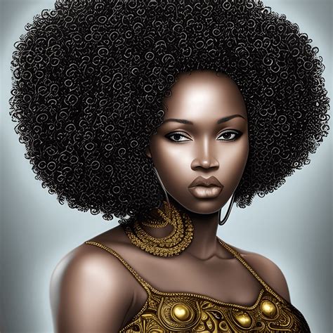 Melanin Black Women Curly Hair Afro Hyper Realistic Luxury Cinematic Ornate Well Rendered