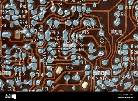 Old Printed Circuit Board Background Vintage Circuit Board With