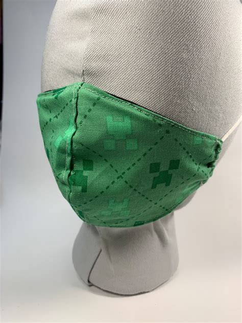 Creeper Minecraft Cotton Face Mask Reusable Kids Mask Adult Etsy