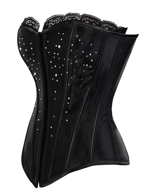 women s plus size hook and eye overbust corset solid colored sexy stylish black xs s m 2024
