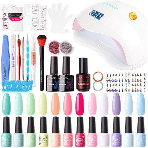 gellen 12 colors colorful rainbow gel nail polish starter kit with 72w uv led nail lamp