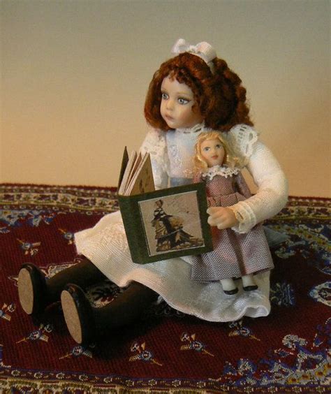 Dollhouse Girl With Her Dolly And Book Tiny Dolls Ooak Dolls Art