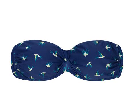 Navy Bandeau Bikini Top With Bird Pattern Top Seabird Bandeau Rio
