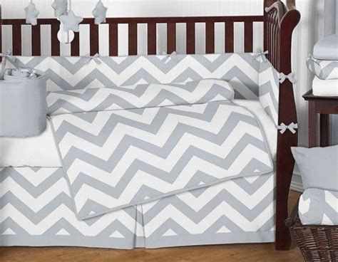 Gray And White Chevron Zigzag Gender Neutral Baby Bedding 9