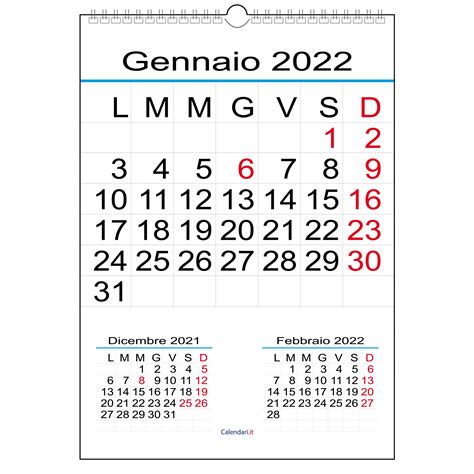 Calendario 2022 3 Mesi Calendario Stampabile