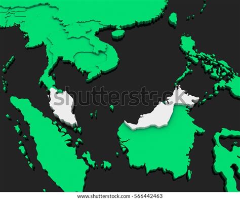 Malaysia Map 3d Rendering Stock Illustration 566442463 Shutterstock