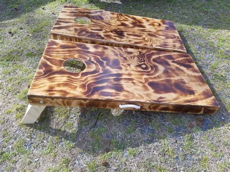 Wood Burnt Custom Cornhole Boards Etsy