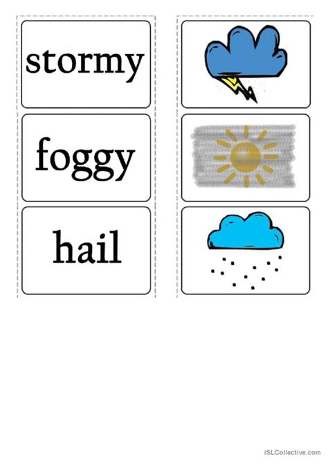 Weather Falshcards Vocabulary Flashc English Esl Worksheets Pdf Doc