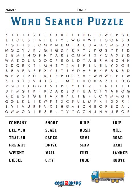 Large Print Word Search Cool2bkids