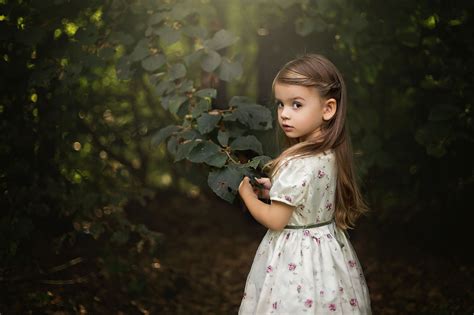Little Girl In The Woods Hd Wallpaper Background Image