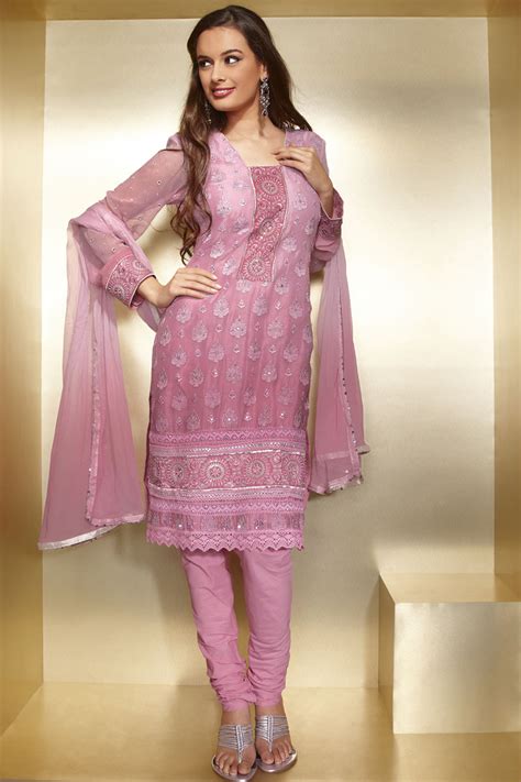 pink full net sleeves churidar eid shalwar kameez