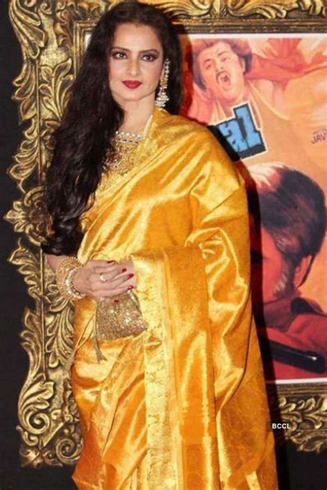 Rekha In Beautiful Gold Designer Traditional Silk Saree With Brasso