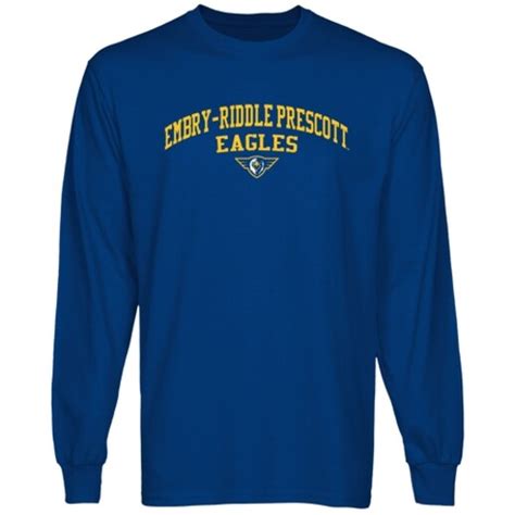 Embry Riddle Prescott Eagles Team Arch Long Sleeve T Shirt Royal Blue