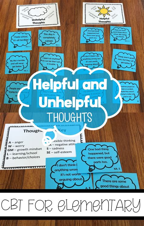 Cbt Thought Cards And Activities For Positive Thinking School Social