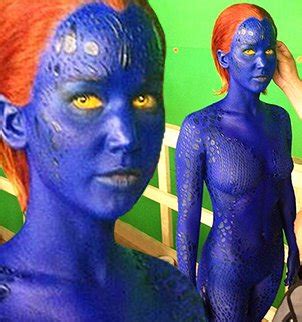 Jennifer Lawrence Wears Blue Body Paint To Portray X Men S Mystique