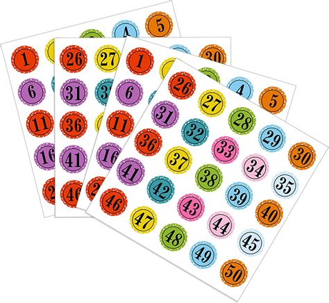 Number Stickers Colorful Round Number Labels Decorative