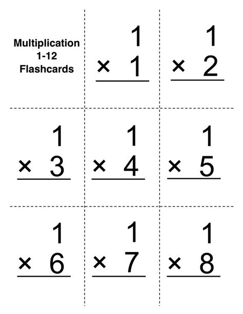 Multiplication Facts Flash Cards Printable Printable World Holiday