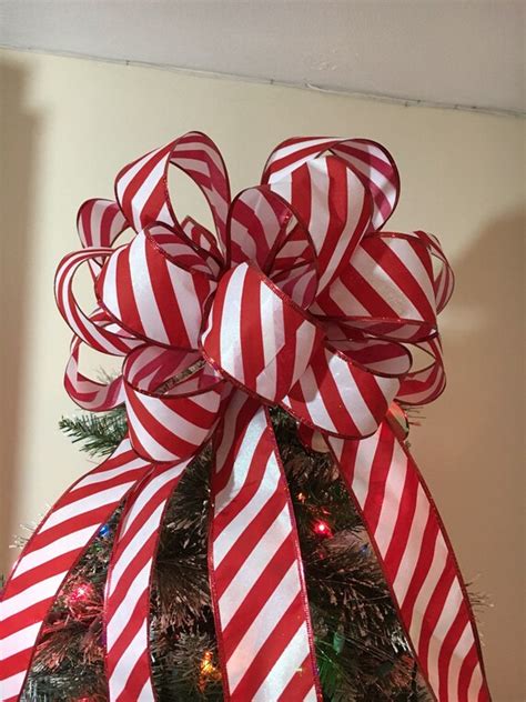Large Candy Cane Stripe Red And White Christmas Tree Topper
