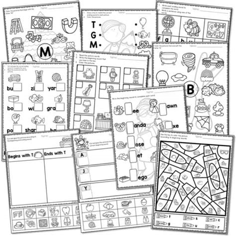 Kindergarten Literacy Worksheets Back To School Beginning And Ending