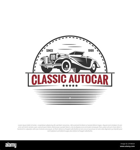 Classic Car Logo Design Vector Vintage Automotive Car Restoration And