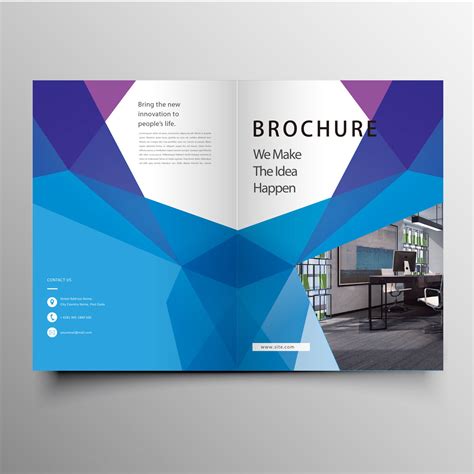 Blue Business Brochure Cover Page Template Design With