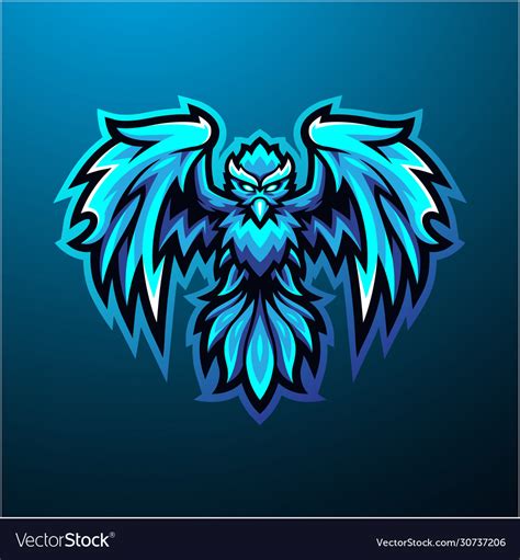 Blue Phoenix Mascot Logo Design Royalty Free Vector Image