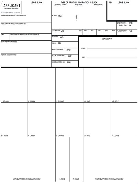2013 2020 Form Fbi Fd 258 Fill Online Printable Fillable Blank