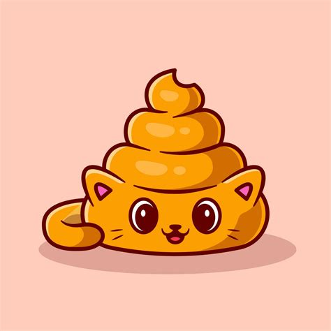 Cute Cat Poop Cartoon Vector Icon Illustration Animal Nature Icon