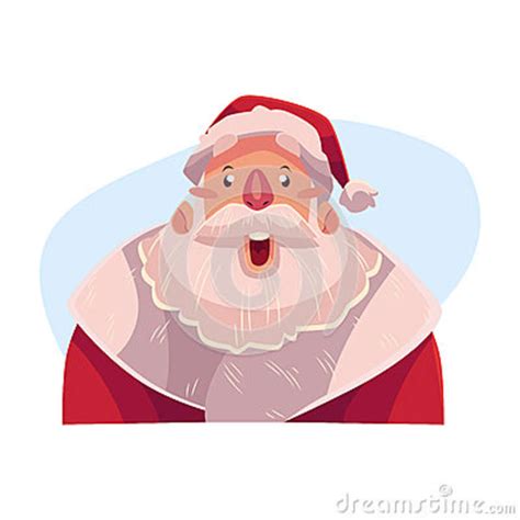 Santa Claus Face Surprised Facial Expression Stock Vector