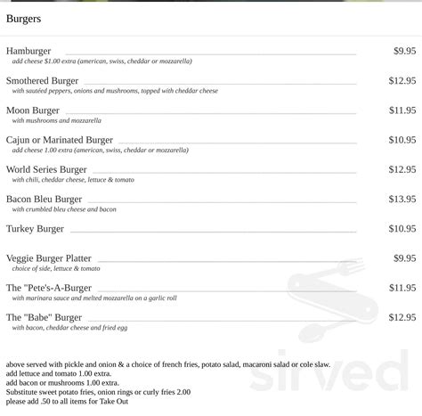 Phil's menu in Wading River, New York, USA