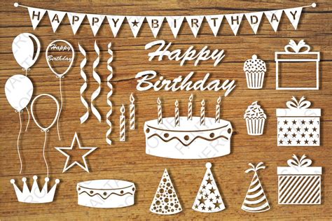 Happy Birthday elements SVG files for Silhouette, Cricut.