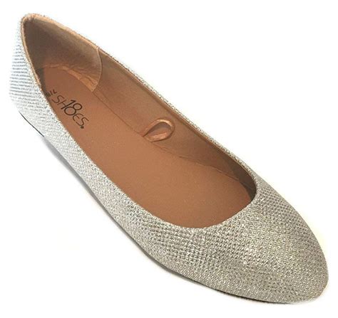 Shoes 18 Womens Ballerina Ballet Flat Shoes 8600 Silver Glitter 5