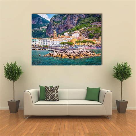 View Of Amalfi Mediterranean Coast Multi Panel Canvas Wall Art Prints