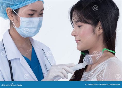 Patient Do Tracheostomy And Ventilator In Hospital Stock Photo Cartoondealer Com