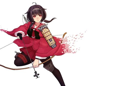 Hd Wallpaper Anime Girls Bow And Arrow Taigei Kancolle Kantai Collection Female Purple