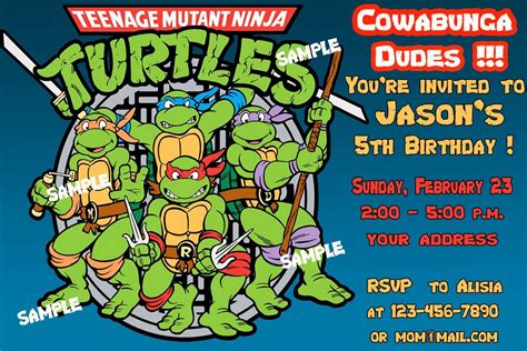 Awesome Ninja Turtle Birthday Invitations Template Turtle Birthday