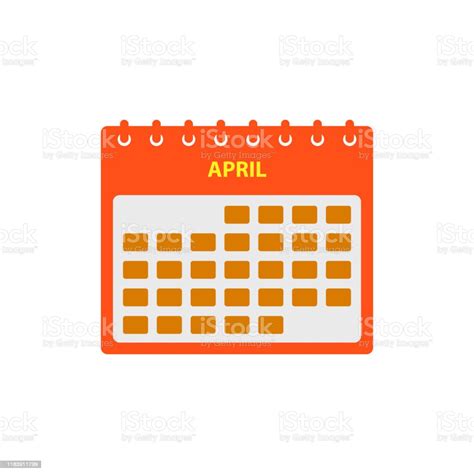 April Calendar Icon Set Flat Style Vector Eps Stock Illustration