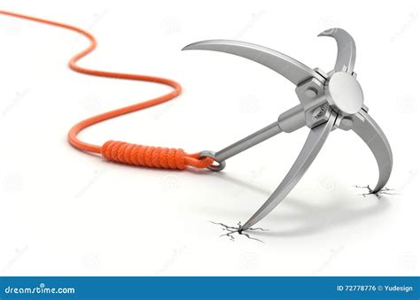 Grappling Hook With Orange Rope Stock Illustration Illustration Of