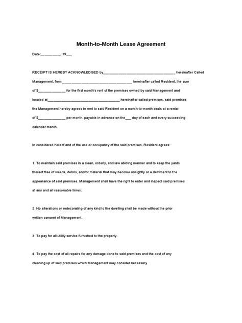 Month To Month Rental Agreement Form 86 Free Templates In Pdf Word