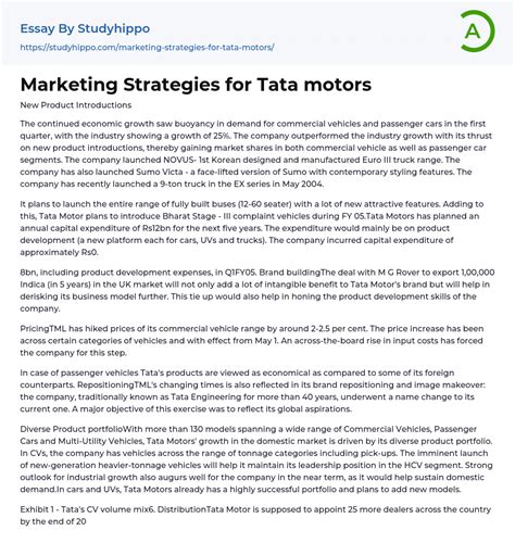 Marketing Strategies For Tata Motors Essay Example