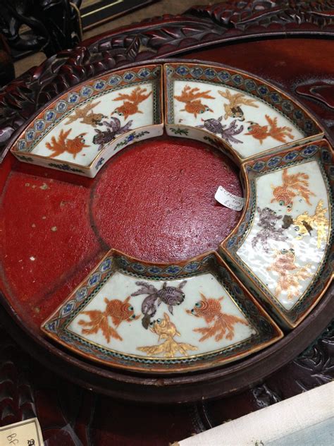 Gold metal decorative round mirror tray. Decorative Chinese Round Serving Tray • The Architectural ...