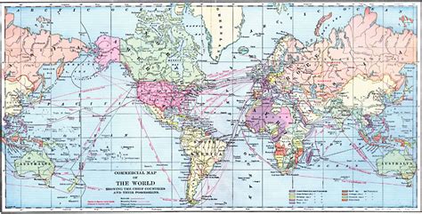 Commercial Map Of The World Showing The Chief Countries And Their