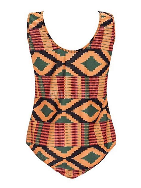 African Print Swimwear Plus Size Women Lace Up Printed One Piece