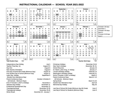 Instructional Calendar For 2021 2022 Parents Christian Sorensen