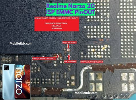 Realme Narzo ISP EMMC PinOUT Test Point Ispdesign
