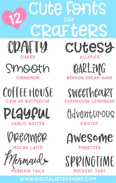 12 Adorably Cute Fonts For Crafters Digitalistdesigns