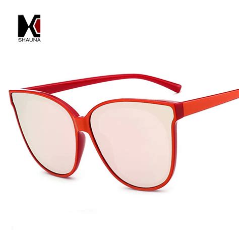 shauna oversized women cateye sunglasses brand designer retro ladies reflective lens glasses
