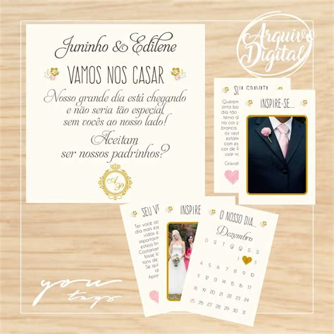 Convite Digital Padrinhos Casamento Convite Madrinhas Convite De My